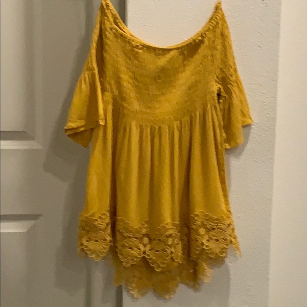 Mustard off the shoulder  top
